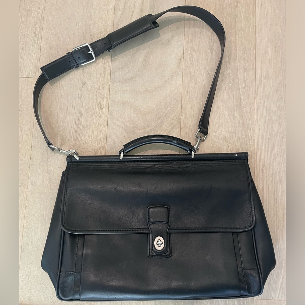 Coach Beekman Barclay Black Leather Messanger Briefcase Bag